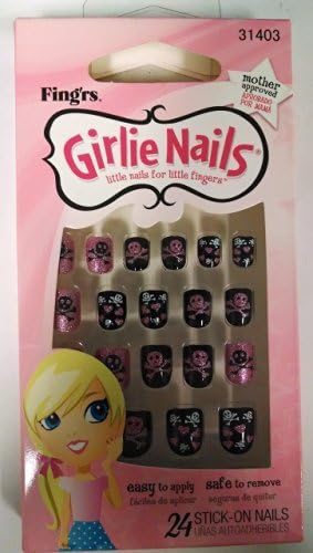 Girlie Nails Stick On Nails, Skulls &amp; Hearts, #31403 by Girlie Nails