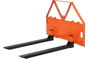 HARMOHABY 46" Heavy-Duty Tractor Pallet Forks, 3200lbs Capacity, Quick Attach Bucket Forks with Hitch Ball, Versatile Loader Forks for Farms, Warehouses, and Construction Sites, Durable Orange Design