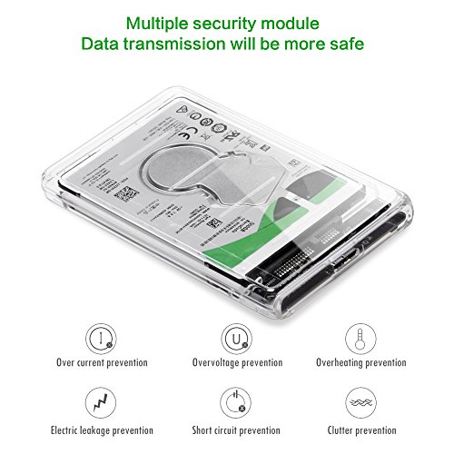2.5" USB 3.0 SATA Hd Box HDD Hard Disk Drive External HDD Enclosure Transparent Case Tool Free 5 Gbps Support 2TB UASP Protocol
