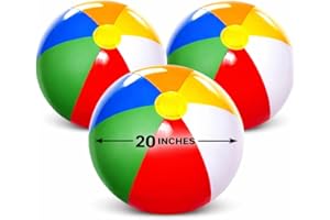 4E's Novelty Beach Balls [ Pack] 20" Inflatable Beach Balls for Kids - Pool Games Toys for Kids & Toddlers, Classic Rainbow C