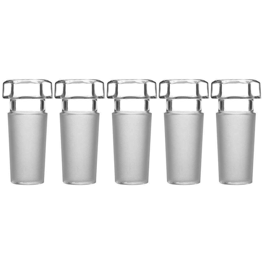 stonylab Glass Hex Head Hollow Glass Stopper, Hexagonal Head Glass Hollow Stopper for 24/40 Outer Joint Glass with Closed Bottom, 5 Packs