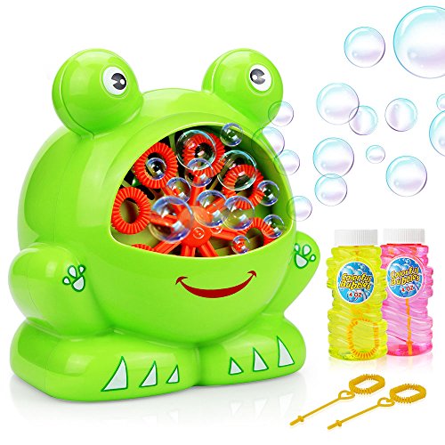 Baztoy Bubble Machine, Automatic Bubble Maker 500 Bubbles Per Minute, Kids Toys Bubble Blower with 2 Bubbles Solution Great for Boys Girls Kids Birthday Gift Party Wedding