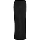 Milumia Women's High Waist Ribbed Knit Long Pencil Skirt Casual Bodycon Maxi Skirts