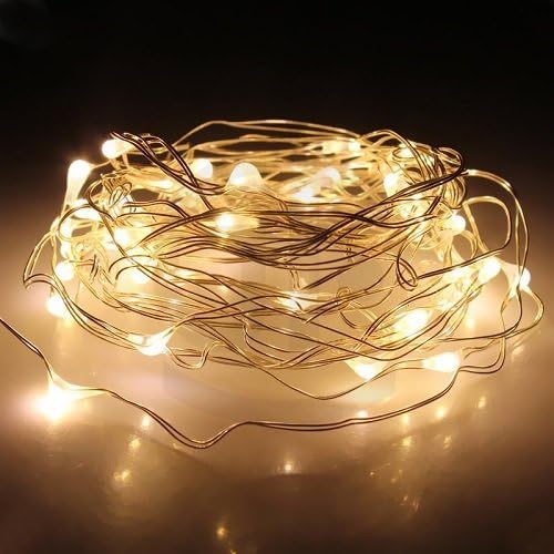 INVESCH String Lights, 10 Ft 30 Beads LED Warm White Rope Lights Battery Operated Ultra Thin String Copper Romantic Light for Home Bedroom Party Decoration