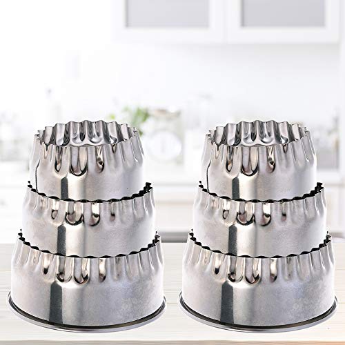 Cookie Cutters, 6 PCS Stainless Steel Cookie Cutters Biscuit Fluted Edge Round Cutters in Graduated Sizes Shape Molds Diameter 6cm 7cm 8.5cm