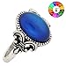 MOJO JEWELRY Gothic Flower Pattern Antique Sterling Silver Plating Oval Stone Color Change Mood Ring MJ-RS008