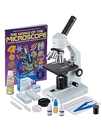 AmScope M500C SP14 CLS 50P100S WM 40x 2500x microscopio compuesto avanzado para colegio con kit de láminas y libro (español no garantizado).
