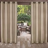 Exclusive Home Curtains Biscayne Indoor/Outdoor Two Tone Textured Window Curtain Panel Pair with Grommet Top, 54x84, Sand, 2 Piece