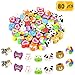 PRALB 80PCS Assorted Animals Collection Pencil Top Erasers, Adorable Animal Designs Won't Smudge Or Tear Paper,Eraser Caps Style Great for Homework, Party Favors, and Art Supplies.（2.5cm2cm1.2cm）