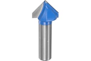 HARFINGTON Router Bits 1" Dia 1/2" Shank 90 Degree V Type End Mill Carbide for Woodworking Carpentry Engraving Edge Trimmer C