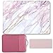 GMYLE MacBook Air 13 Inch Case A1466 A1369 Old Version 2010 2017, Handle Carrying Sleeve Bag, Keyboard Cover 3 in 1 Set (Pink Marble & Pink)
