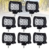 Lightfox 8Pcs 18W 4Inch Spot LED Light Bar CREE LED Pod Fog Lights Square Cube Jeep Driving Work Lamp for Offroad Truck 4WD SUV ATV UTV Daytime Running Light Waterproof, 2 Years Warranty