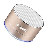 Bluetooth Speaker, NUBWO Mini Portable Outdoor/Sport / Car Aluminium Alloy Speakers - with Built-in Mic, AUX Line, TF Card, Enhanced Bass for iPhone iPad Android Phone and More (Gold)