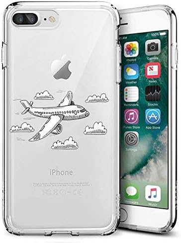 Cartoon Airplane Transparent Clear Case for iPhone 7 Plus 8 Plus Anti-Scratch & Protective Phone Cover
