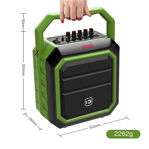 Portable PA System Karaoke Machine Microphone and Speaker System Wireless Bluetooth Microphone Microfono Kids Karaoke Block Rocker for Party Outdoor Live Performance Teaching Green 30W