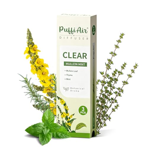 PUFFIAIR Botanical Fragrance Stick Set, Plant-Based Mullein, Thyme & Mint Botanical Scent, Non-Electronic Personal Fragrance Accessory, 3 Sticks, 1 Pack