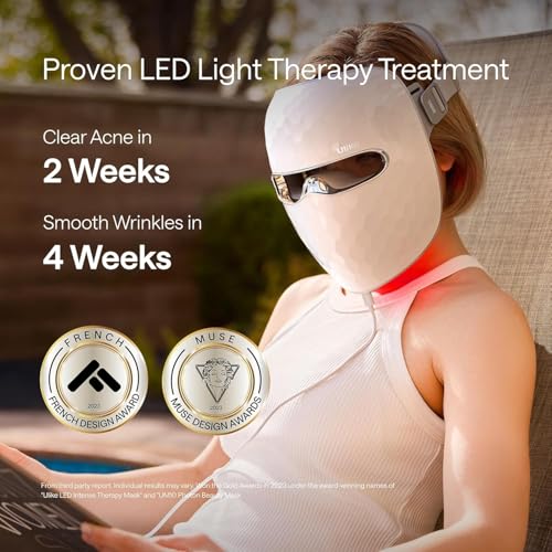 Ulike ReGlow LED Face Mask, Red Light Therapy Mask, Wrinkle Reduction, 4 Modes with Red, Blue, Yellow & Infrared Lights for Brightening & Acne Treatment, Eye-Protection, Skin Care Gifts