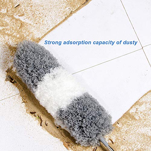 Telescoping Microfiber Duster,Ceiling Fan Duster, Retractable Stainless Steel Pole,Bendable Washable Head,30-100 inches,for Cleaning Roof, Blinds, Cobwebs,Ceiling, Corners,Furniture,Car,Skylight