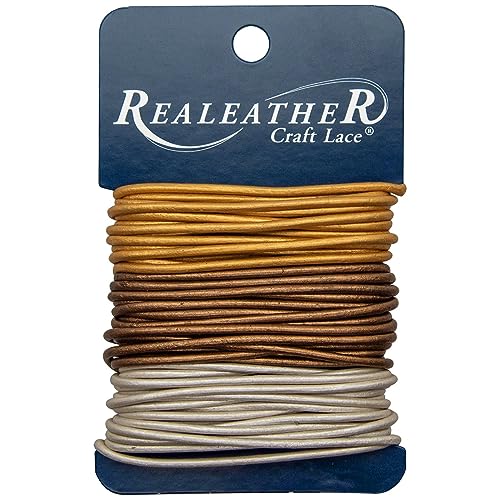 Round Lace Combo Card, 2 mm x 8 yd, Gold/Silver/Bronze