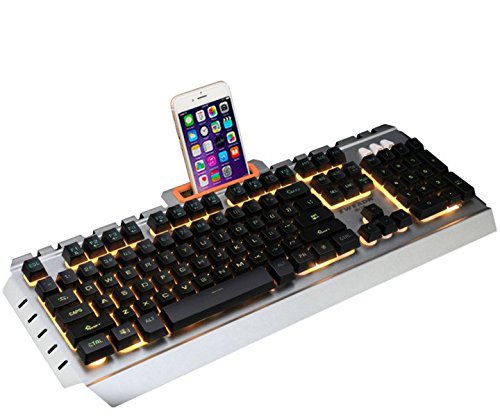 LED Wired Gaming Keyboard, Mechanical Feeling USB Keyboard with Backlight Rainbow RGB Multicolor Water-Resistant AdjustableIlluminated Computer Keyboard for PC Games Office