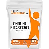 BulkSupplements.com Choline Bitartrate Powder - Choline Supplements - Unflavored & Gluten Free, 600mg per Serving, 1kg (2.2 lbs) (Pack of 1)