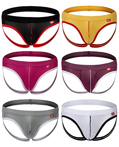 Arjen Kroos Men's Athletic Supporter Performance Jockstrap Elastic Waistband Bulge Underwear (Medium, Multicolor(6-Pack))