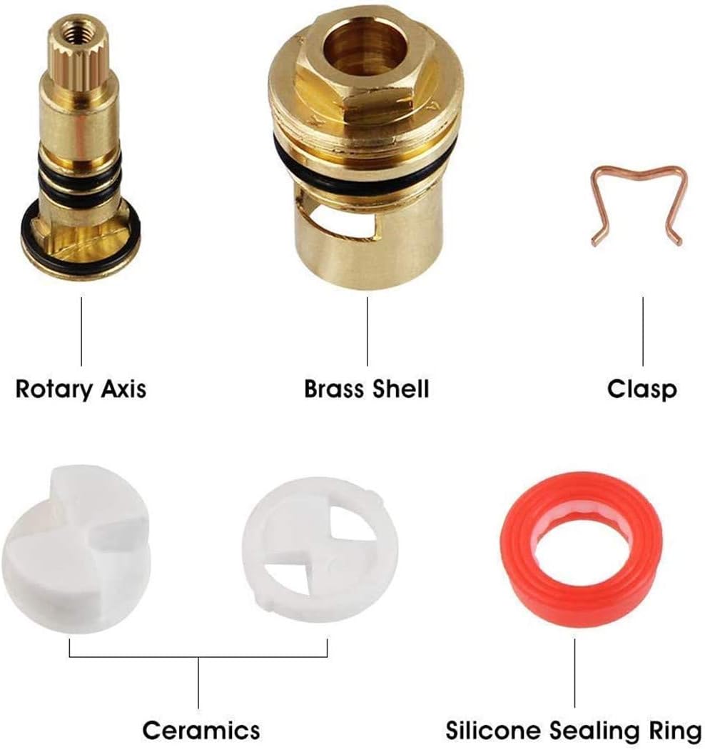2 Pcs Replacement Tap Valves Brass,Tap Cartridge Replacement Mixer Tap Cartridge with Metal Lever Heads Universal 1/2" Replacement Tap Valves for Kitchen Bathroom Tap (2PCS) - Image 5