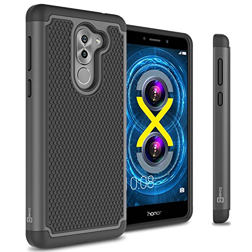 Honor 6X Case, Huawei Mate 9 Lite Case, CoverON [HexaGuard Series] Slim Hybrid Hard Phone Cover Case for Huawei Honor 6X / Mate 9 Lite - Black