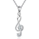 LWQQWL Music Note Necklace Sterling Silver Musical Note Pendant 0.1 Carat Moissanite Jewelry Gifts for Music Lovers Women Men