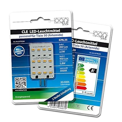 LED Ersatzleuchtmittel für Artemide Tizio 50 12V GY6.35 3000K 6 Watt (50 Watt)