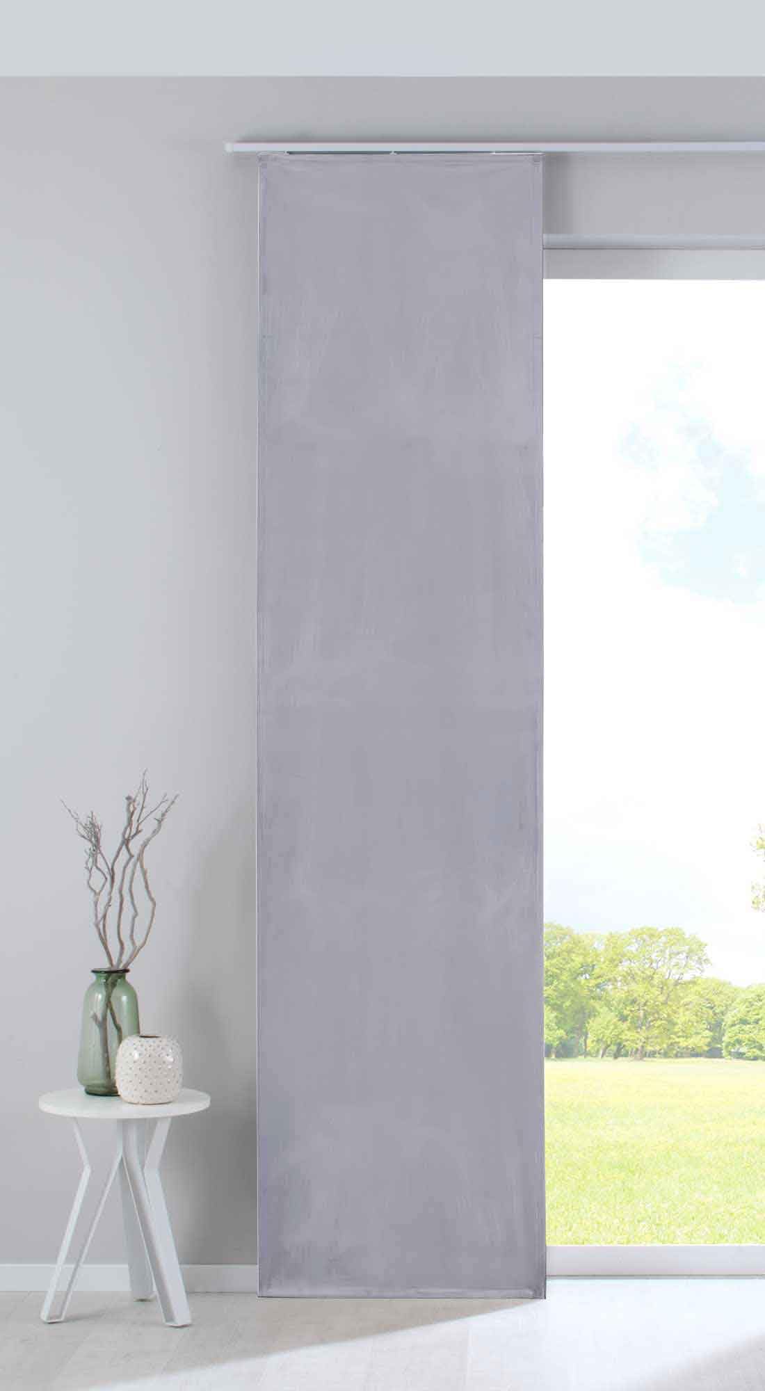 Gardinenbox Milano Blackout Panel Curtain Sliding Curtain Velvet Opaque Blackout Panel Weight Bar 100% Polyester Grey H 245 x W 60 cm