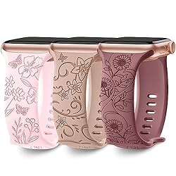 3 Pack Floral Engraved Bands Compatible with Apple