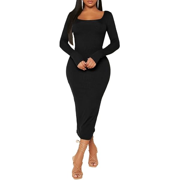 basic midi bodycon dress Plunge Cut-Out Maxi Dress in Black