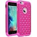 iPhone 6S Case, iPhone 6 Case, Tauri [Dual Layer] Studded Rhinestone Crystal Bling Hybrid Armor Defender Case Cover For (4.7 inch) Apple iPhone 6S (2015) & iPhone 6 (2014) - Hot Pink