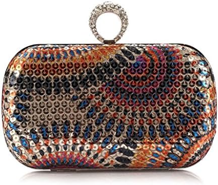 VENNOBIA Ring Rhinestone Sequined Knuckle Duster Clutch Evening Bag Purse for Women