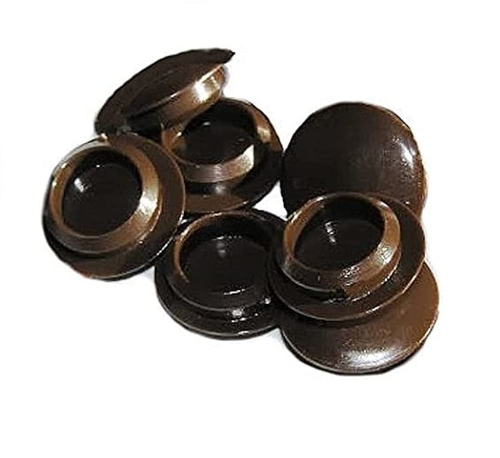 Merriway BH02235 Push Fit Screw Caps Covers, 13mm (1/2 inch) Dia. Cap & 10mm (3/8 inch) Hole - Brown, Pack of 100