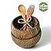 Coconut Bowl and Wooden Spoon Fork Handmade Buddha Bowl from Reclaimed Coco Shells 100% Natural Palm Wood Serving Smoothie Bowls Vegan Gift Set Biodegradable Organic Compostable Eco Friendly