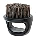 MonkeyJack Salon Barber Wood Bristles Hair Beard Cleansing Grooming Brush Men's Mustache Shaping Comb - Black