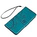 LG K8 (LG Escape 3,LG Phoenix 2) Wallet Case - Auideas Fashion Floral Butterfly Embossed PU Leather Magnetic Flip Cover Card Holders & Hand Strap for LG K8 (LG Escape 3,LG Phoenix 2) with Pen - Blue