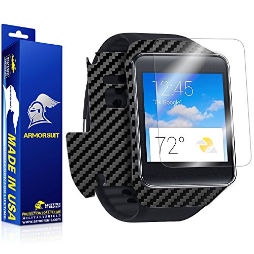 ArmorSuit MilitaryShield - Samsung Galaxy Gear Live Screen Protector [Full Coverage] + Black Carbon Fiber Full Body Skin / Front Anti-Bubble Ultra HD Shield w/ Lifetime Replacements