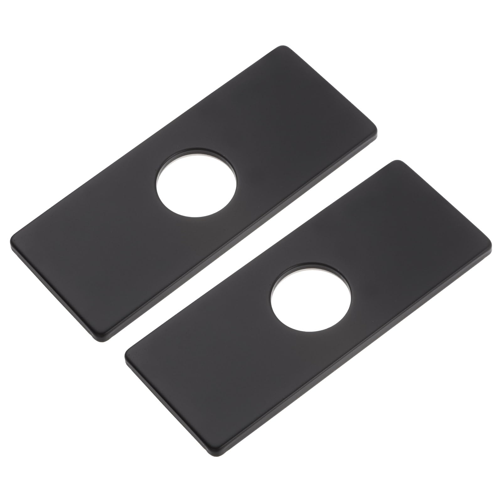 uxcell 2pcs 6 Inch Hole Cover Deck Plate Escutcheon, Stainless Steel Sink Cover Plate for Bathroom or Kitchen Sink Faucet, Rectangle(Black)