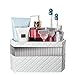 Makeup Brush Holder, Quilted Mirror Bathroom Organizer Countertop, Decorative Bathroom Counter/Vanity Organizer, 3 Slot Cosmetic Brushes Caddy/Hair Accessories Storage, Gift Packaged (White)