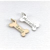 Dije de hueso de perro personalizado en oro o plata, pulsera o collar grabado con el nombre del perro, añade un amuleto, regalo conmemorativo para mascotas con pérdida de perro