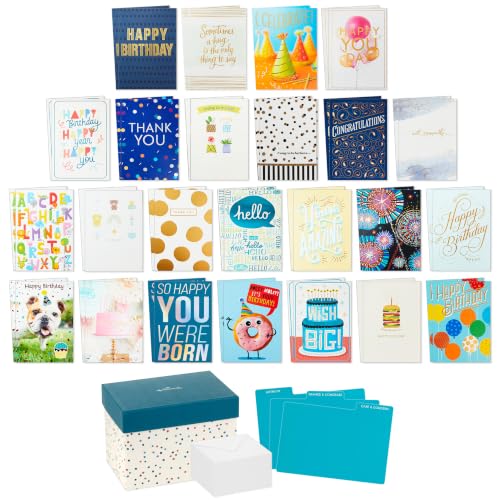 Hallmark Variedade de cartões para todas as ocasiões — 48 cartões e envelopes com caixa organizadora de cartões (bolinhas)