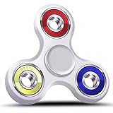 ApexPower EDC Tri Fidget Spinner Spinning 3mins+ Finger Stress Reducer Toy for Boring, Anxiety, Focusing (white+colorful)