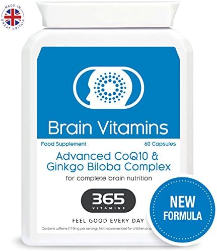 Brain Vitamins - Natural Super Food Brain Supplements By 365 Vitamins - Vegan Supplement With CoQ10, Ginkgo, Biloba, B3, B5, B12 - Boost Memory & Mood - 60 Capsules Buy 2 Get 1 Free, (Add 3 To Basket)