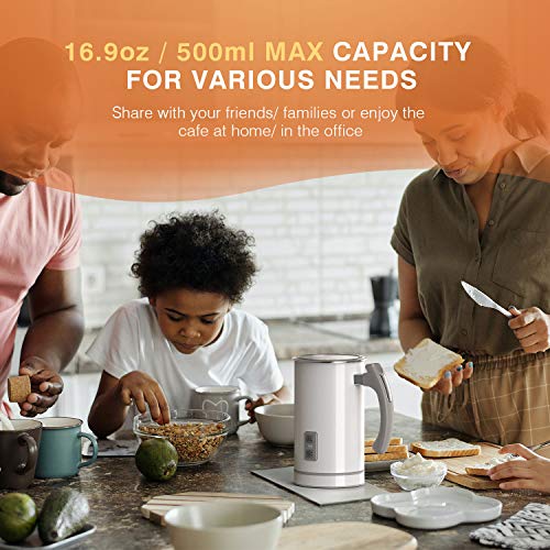 HadinEEon Milk Frother, Stainless Steel 16.9oz/3.4oz Electric Milk Steamer, Hot and Cold Foam