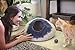 Kittycentric Cozy Cat Cave Bed - Handmade 100% Wool, Large (Grey/Midnight Blue)