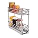 Household Essentials Narrow Sliding Cabinet Organizer, Two Tier Chrome Organizer, Chrome, Great for Slim Cabinets in Kitchen, Bathroom and More