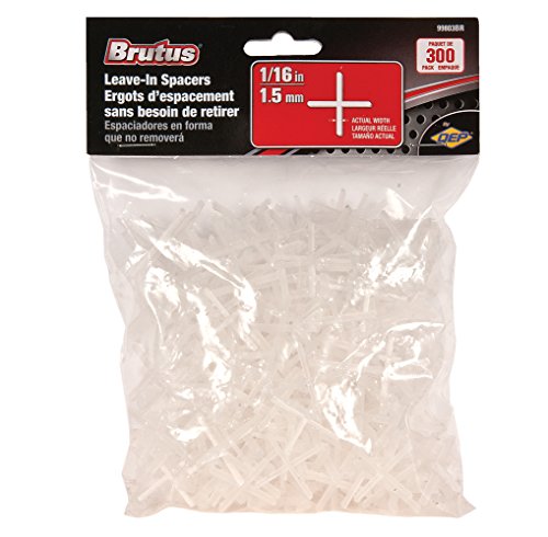 Brutus 99803BR Leave-In, Hard Style, Tile Spacers, 1/16-Inch, Bag of 300